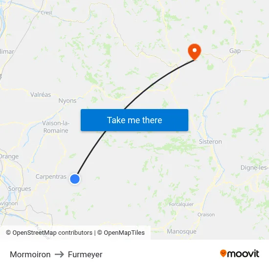 Mormoiron to Furmeyer map