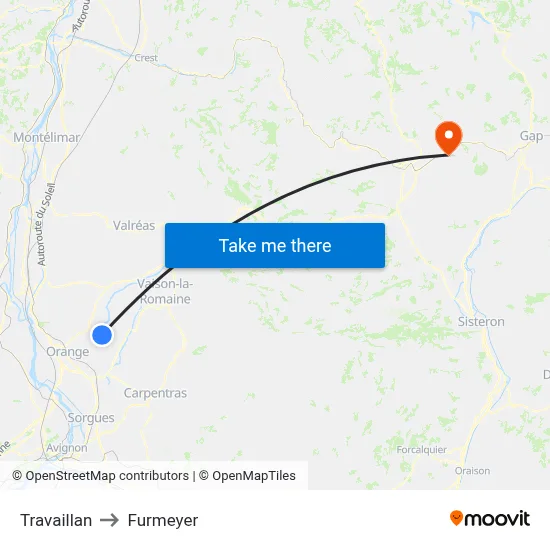Travaillan to Furmeyer map