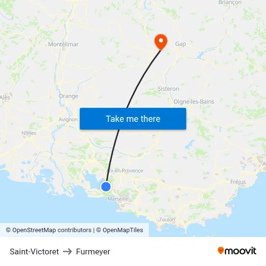 Saint-Victoret to Furmeyer map