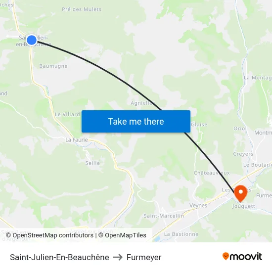 Saint-Julien-En-Beauchêne to Furmeyer map