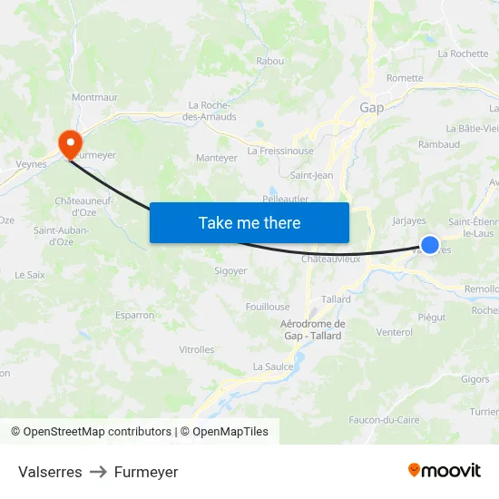 Valserres to Furmeyer map