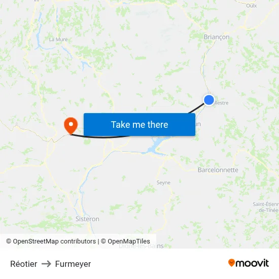 Réotier to Furmeyer map