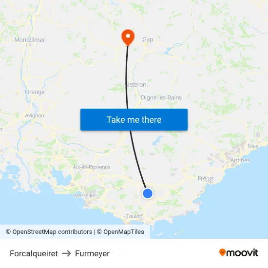 Forcalqueiret to Furmeyer map
