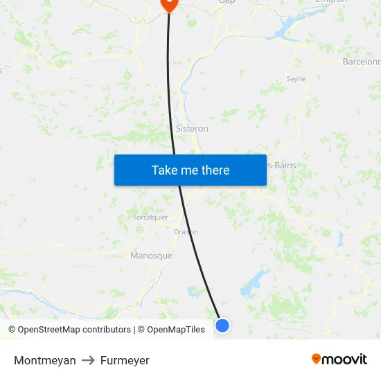 Montmeyan to Furmeyer map