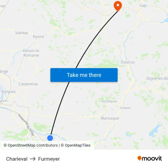Charleval to Furmeyer map