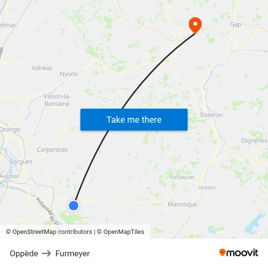 Oppède to Furmeyer map