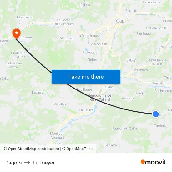 Gigors to Furmeyer map