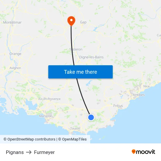 Pignans to Furmeyer map