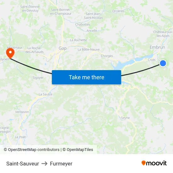 Saint-Sauveur to Furmeyer map