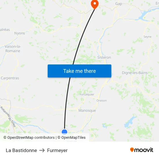 La Bastidonne to Furmeyer map