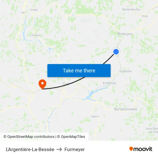 L'Argentière-La-Bessée to Furmeyer map
