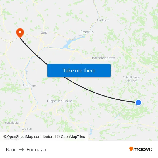 Beuil to Furmeyer map