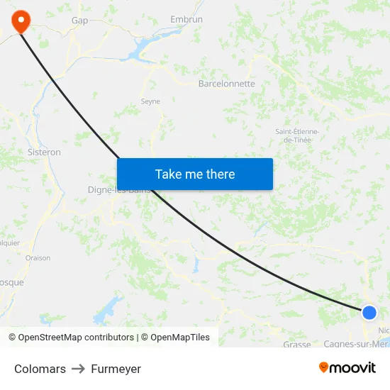 Colomars to Furmeyer map