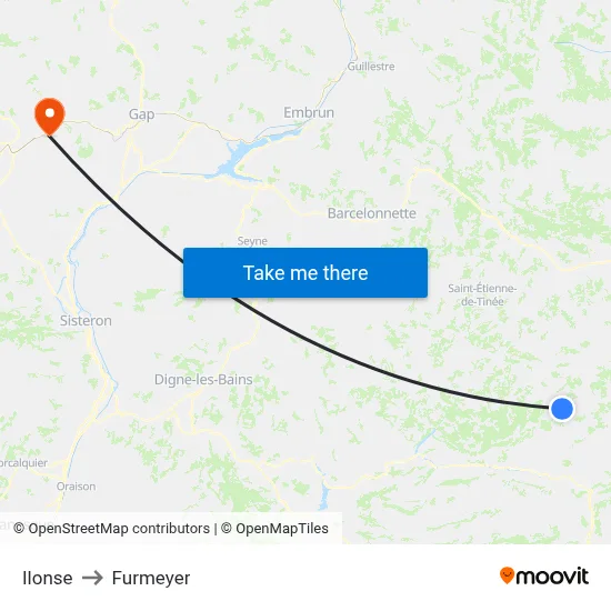 Ilonse to Furmeyer map