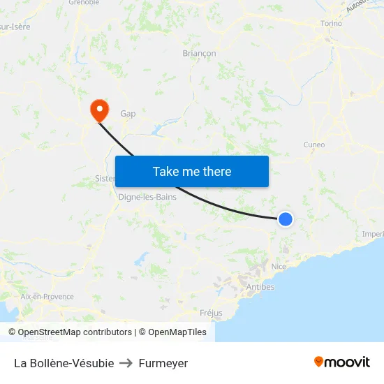 La Bollène-Vésubie to Furmeyer map