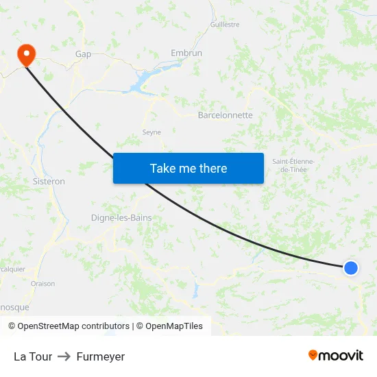 La Tour to Furmeyer map