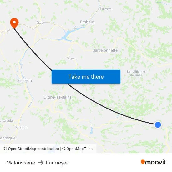 Malaussène to Furmeyer map