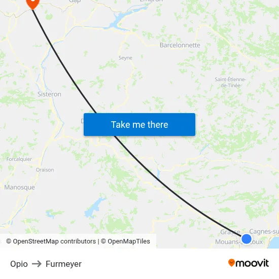 Opio to Furmeyer map