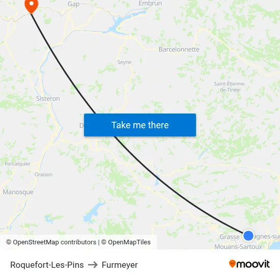 Roquefort-Les-Pins to Furmeyer map