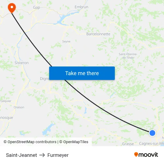Saint-Jeannet to Furmeyer map