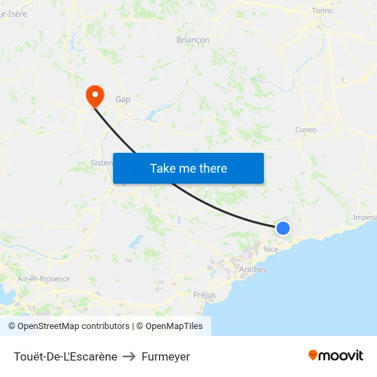 Touët-De-L'Escarène to Furmeyer map