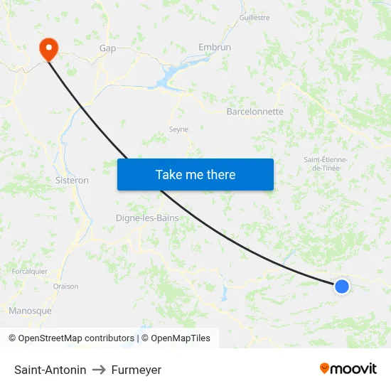 Saint-Antonin to Furmeyer map