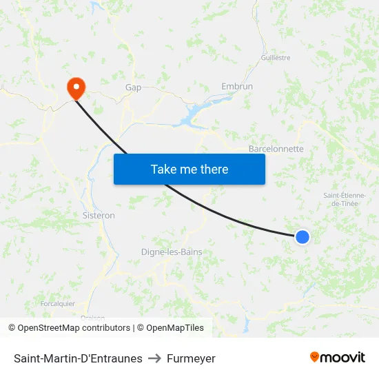 Saint-Martin-D'Entraunes to Furmeyer map