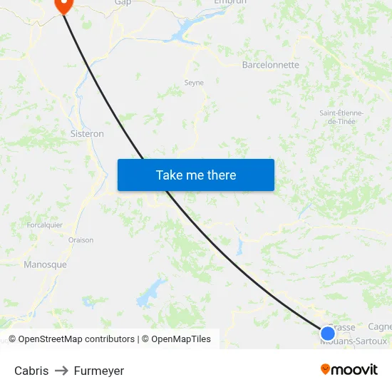 Cabris to Furmeyer map