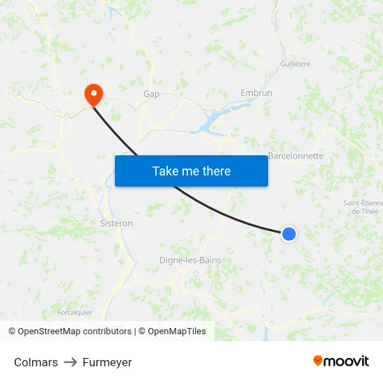 Colmars to Furmeyer map