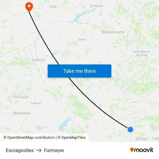 Escragnolles to Furmeyer map