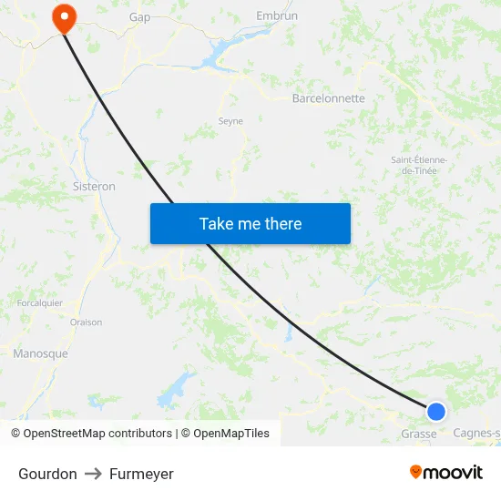 Gourdon to Furmeyer map