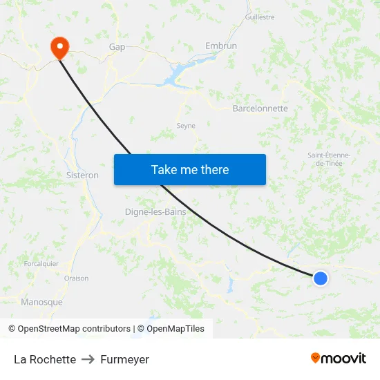 La Rochette to Furmeyer map