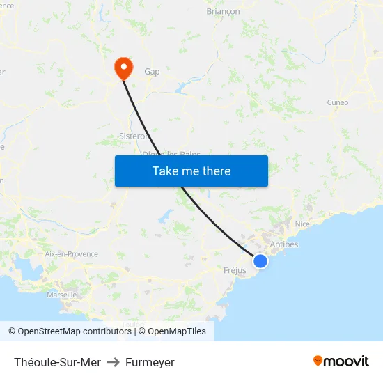 Théoule-Sur-Mer to Furmeyer map