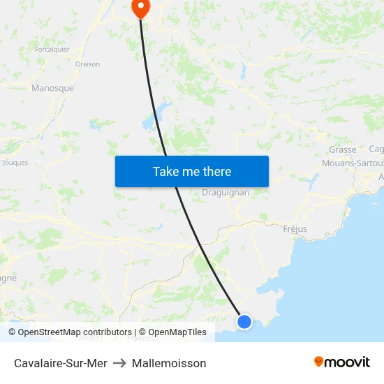 Cavalaire-Sur-Mer to Mallemoisson map
