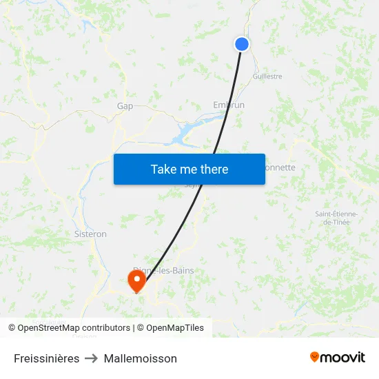 Freissinières to Mallemoisson map