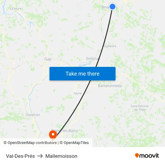 Val-Des-Prés to Mallemoisson map