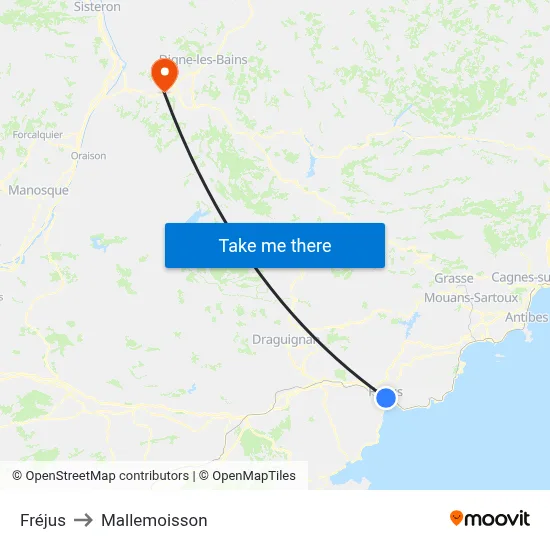 Fréjus to Mallemoisson map
