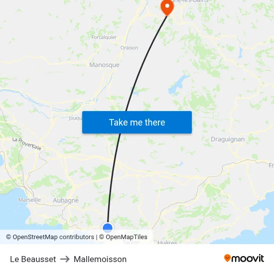 Le Beausset to Mallemoisson map