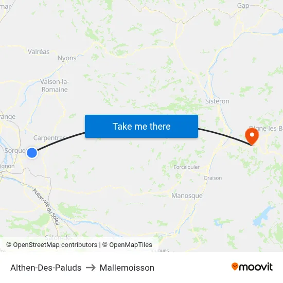 Althen-Des-Paluds to Mallemoisson map