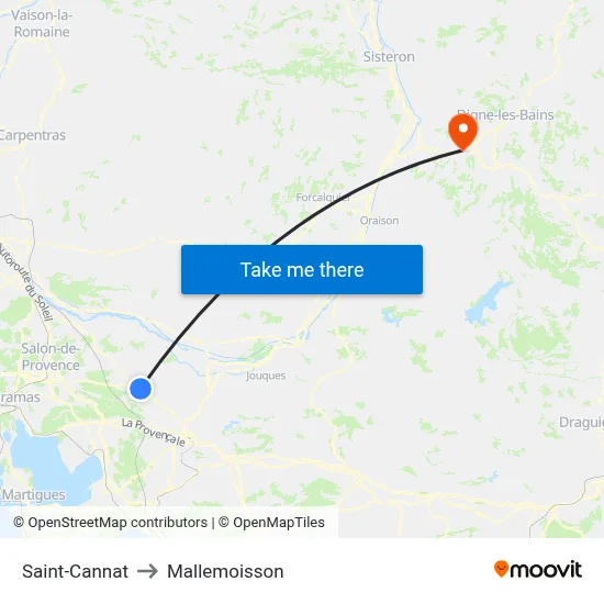 Saint-Cannat to Mallemoisson map