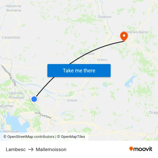 Lambesc to Mallemoisson map