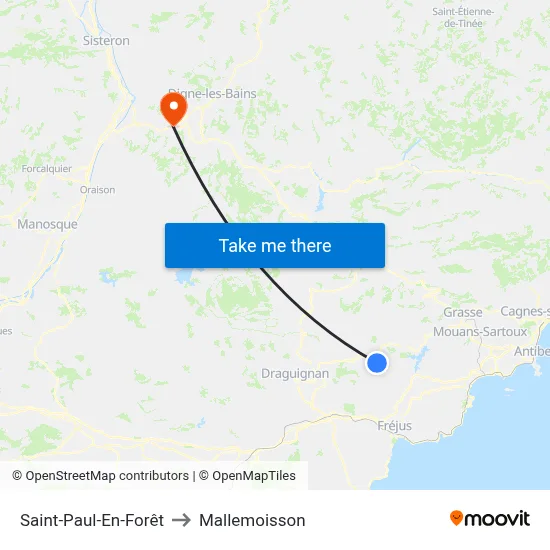 Saint-Paul-En-Forêt to Mallemoisson map