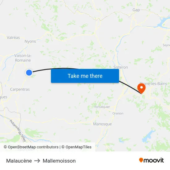 Malaucène to Mallemoisson map