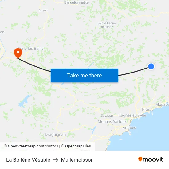 La Bollène-Vésubie to Mallemoisson map