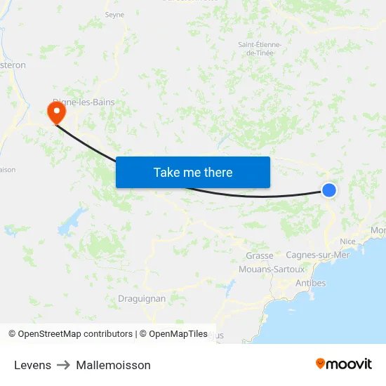 Levens to Mallemoisson map
