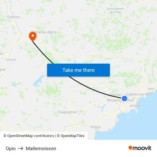 Opio to Mallemoisson map