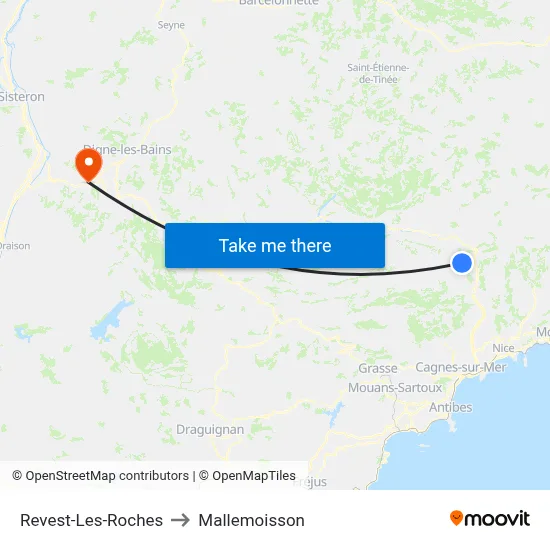 Revest-Les-Roches to Mallemoisson map
