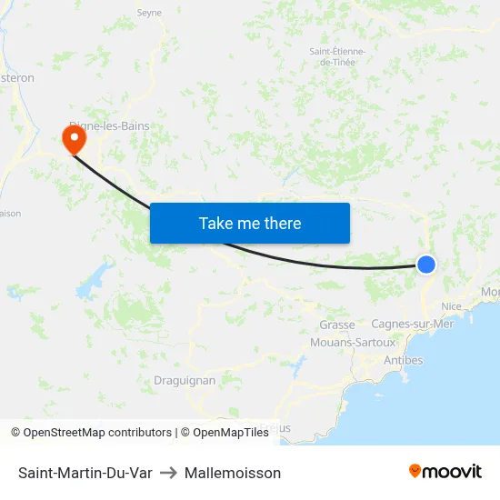 Saint-Martin-Du-Var to Mallemoisson map