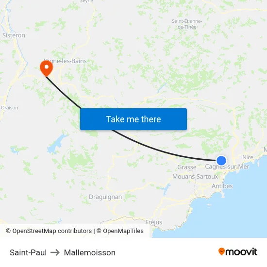 Saint-Paul to Mallemoisson map