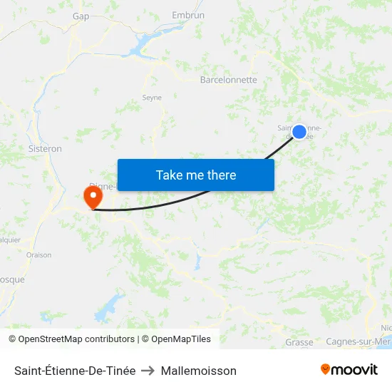 Saint-Étienne-De-Tinée to Mallemoisson map